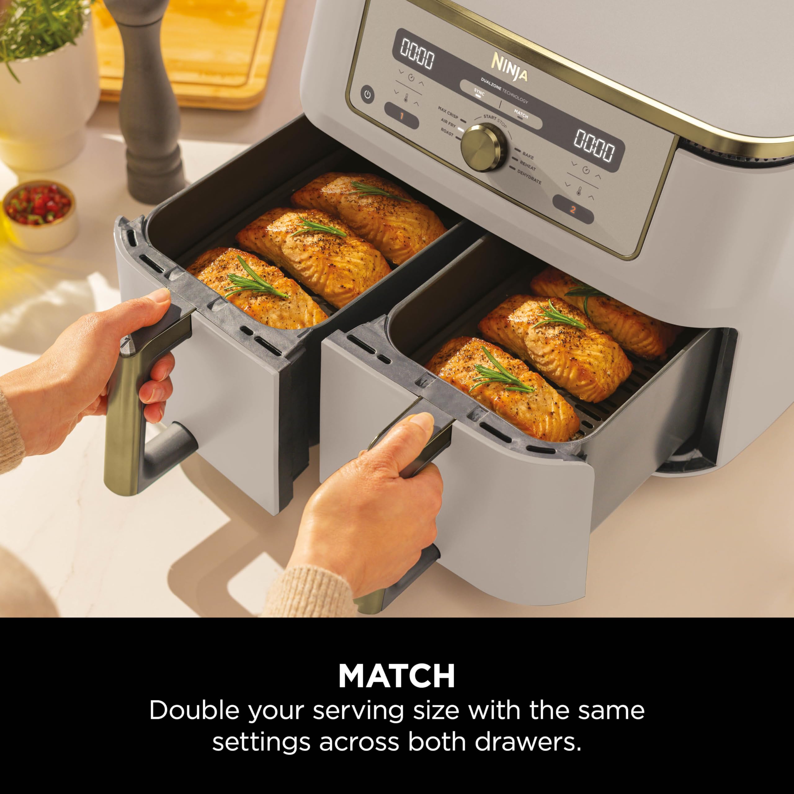 Ninja MAX Dual Zone Digital Air Fryer, 2 Drawers, 9.5L, 6-in-1, Uses No Oil, Air Fry, Max Crisp