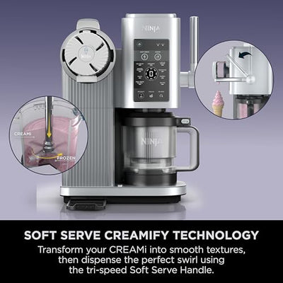 Ninja Swirl by CREAMi Soft Serve & Ice Cream Maker with 2x Tubs, 13 Functions, Makes Ice Cream