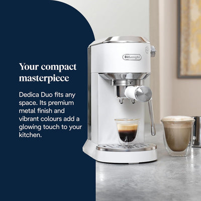 DeLonghi Dedica Duo EC890.WI Espresso Coffee Machine – White